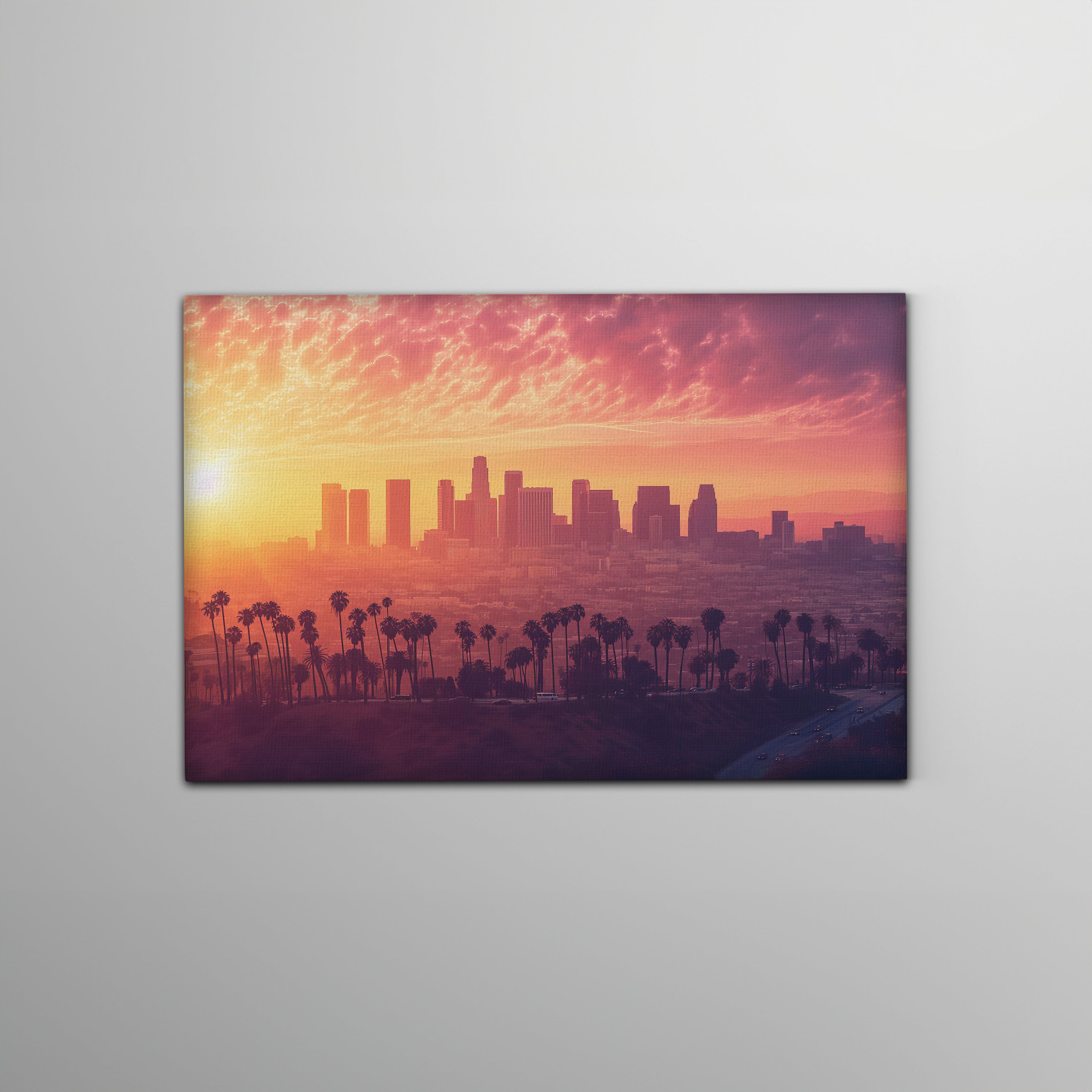 Los Angeles Gün Batımı Dijital Sanat Kanvas Tablo